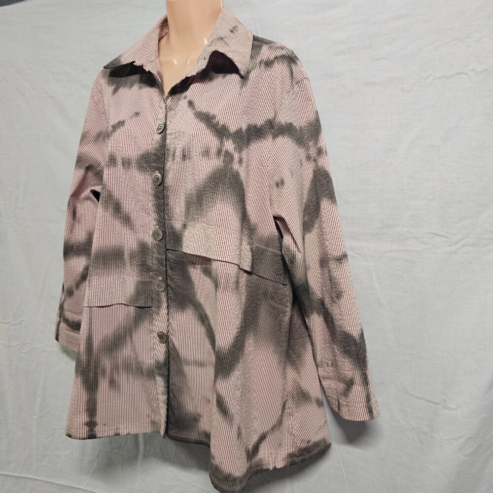 Dress to Kill Women Top Tunic Blouse Shirt One Size Tied Dye Button Up - Picture 14 of 15